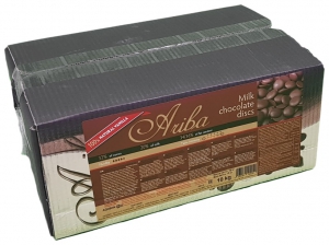 Молочный шоколад Ariba Latte Dischi 32 в форме дисков, коробка 10 кг
