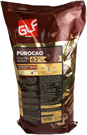 Темный шоколад Purocao  (Пуракао) GLF 62% (39/41) пакет 2,5 кг фото 1