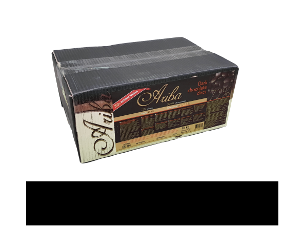 Горький шоколад Ariba Fondente Dichi 72 в форме дисков, коробка 10 кг фото 1