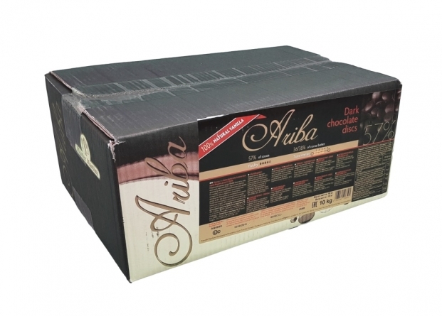 Темный шоколад Ariba Fondente Dischi 57% (36/38) в форме дисков, коробка 10 кг фото 1