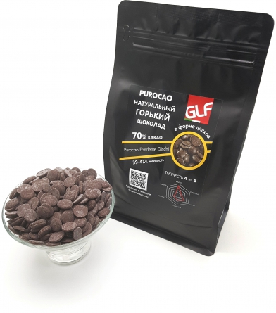 Горький шоколад Purocao (Пуракао) GLF 70% (39/41) пакет 1 кг фото 1