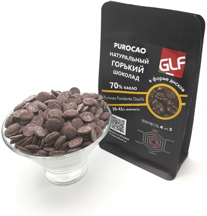 Горький шоколад Purocao (Пуракао) GLF 70% (39/41) пакет 200 гр фото 1