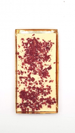 Шоколадная плитка из белого шоколада с сублимированной малиной, 100 грамм фото 1