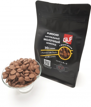 Молочный шоколад Purocao (Пуракао) GLF 36% пакет 1 кг фото 1