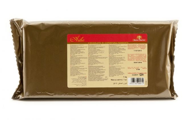Горький шоколад Ariba Fondente Pani 72, плитка 1 кг фото 1